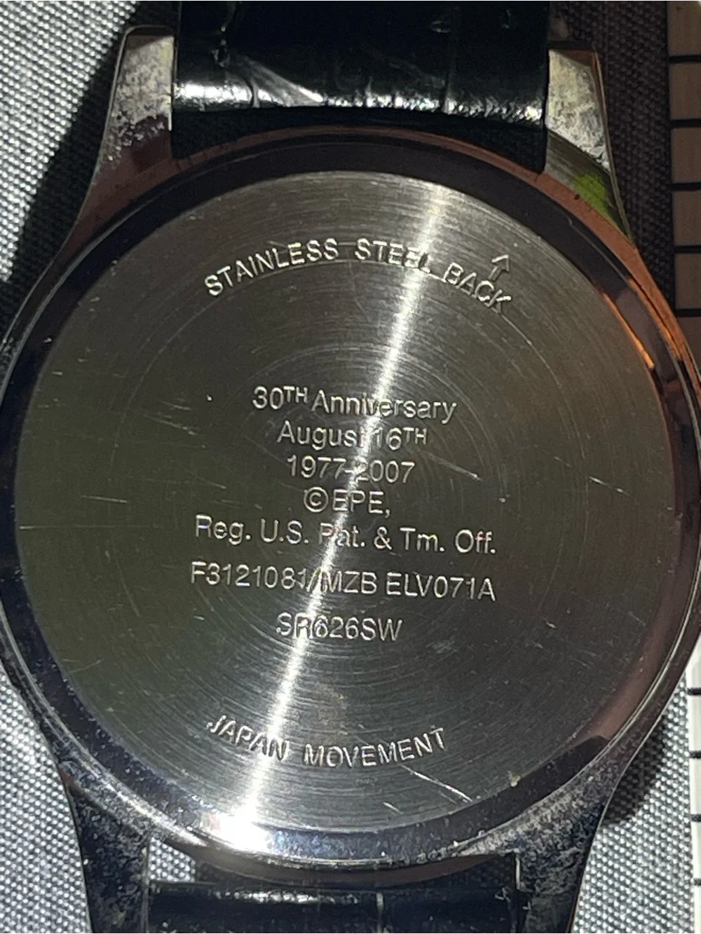 Elvis Presley 30th Anniversary Watch, Black Faux Leather Needs Battery Dated